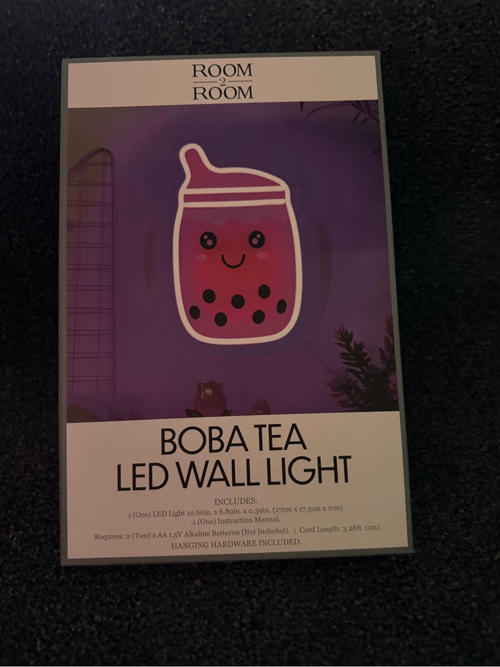 NEW- Room 2 Room Boba Tea LED Wall Light Pink Kawaii Cute Aesthetic Sign